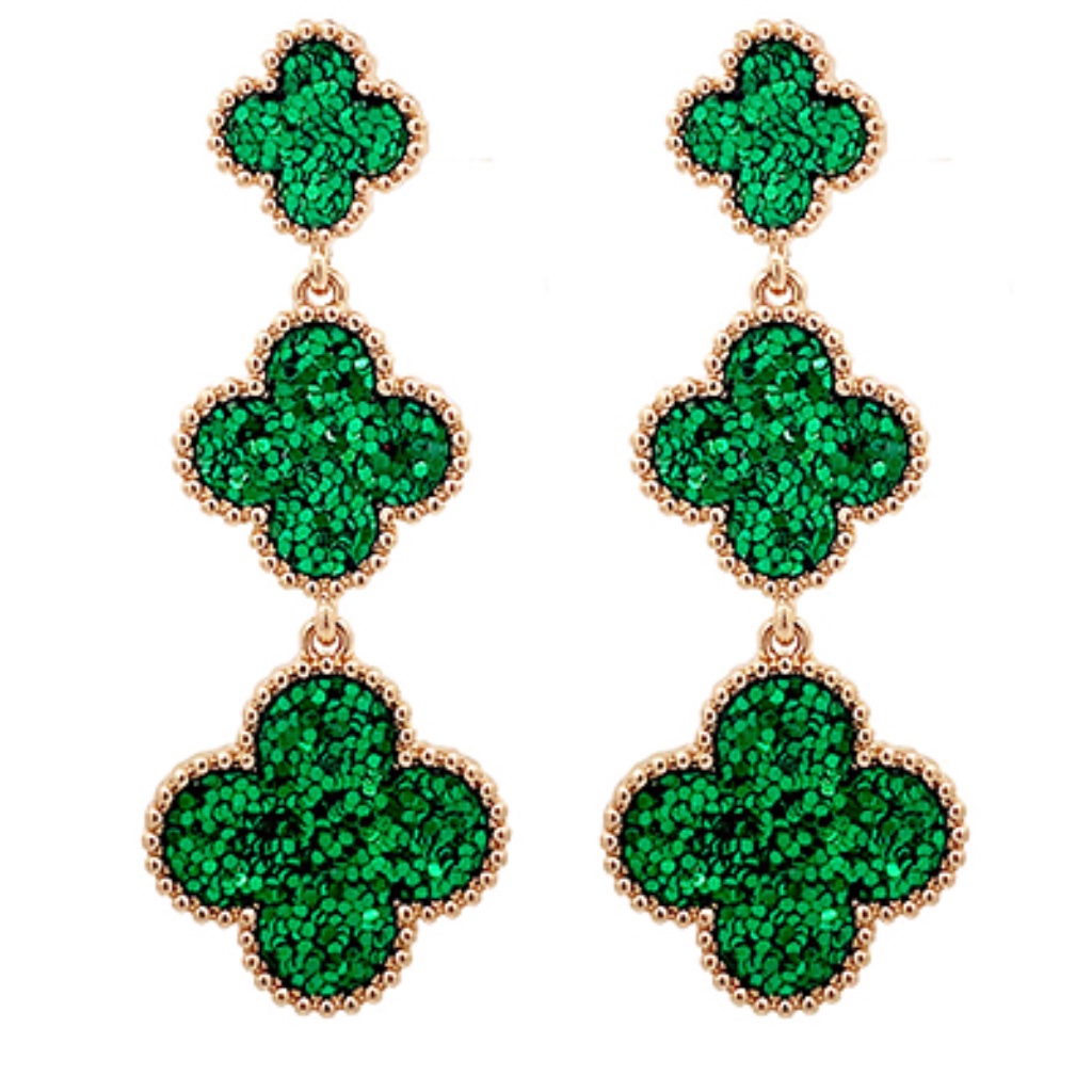 3 Sequin Clover Drop Earrings 79$
